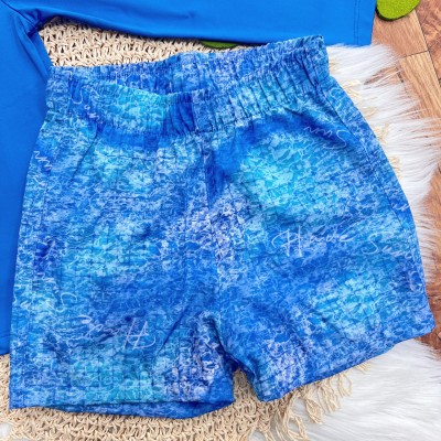 Linha Praia - Blusa Manga Longa Summe Vibe com Proteção UV50+ e Bermuda - Azul